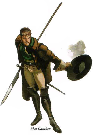 A picture of Mat Cauthon from the Wheel of Time d20 rulebook.
